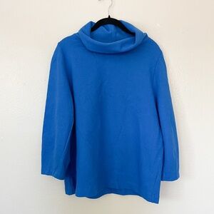 Cos Women’s Royal Blue Funnel Neck Wool Blend Boxy Oversized Minimalist Sweater